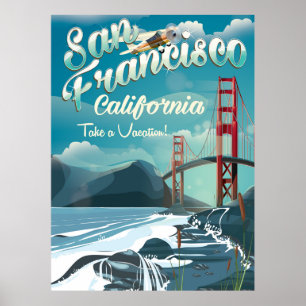 Póster Afiche de viaje para vacaciones de San Francisco