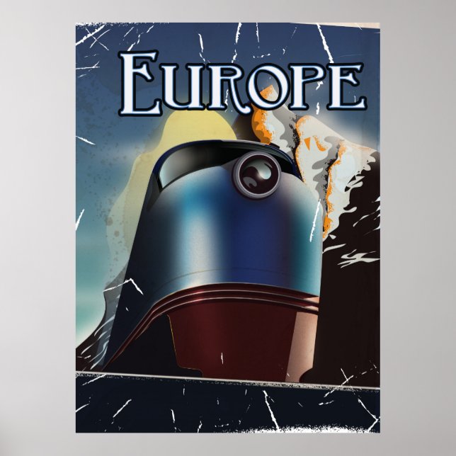 Póster Afiche de viaje para vacaciones en Europa (Frente)