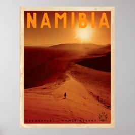 Póster Afiche de viaje por atardecer africano vintage