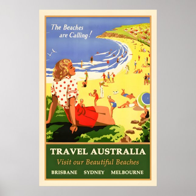 Póster Afiche de viaje por Australia (Frente)