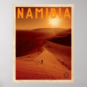 Póster Afiche de viaje por el atardecer africano vintage