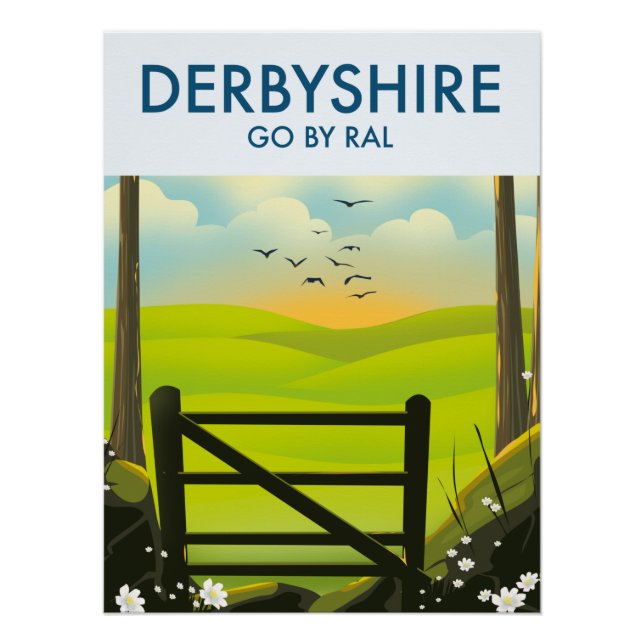 Póster Afiche de viaje por el paisaje de Derbyshire (Anverso)