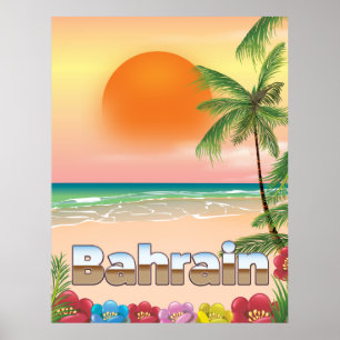 Póster Afiche de viaje por la playa de Bahréin
