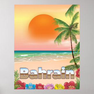 Póster Afiche de viaje por la playa de Bahréin