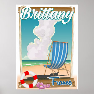Póster Afiche de viaje por la playa de Bretaña France