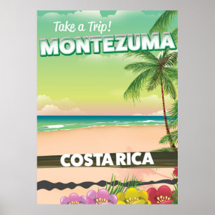 Póster Afiche de viaje por la playa de Montezuma Costa Ri