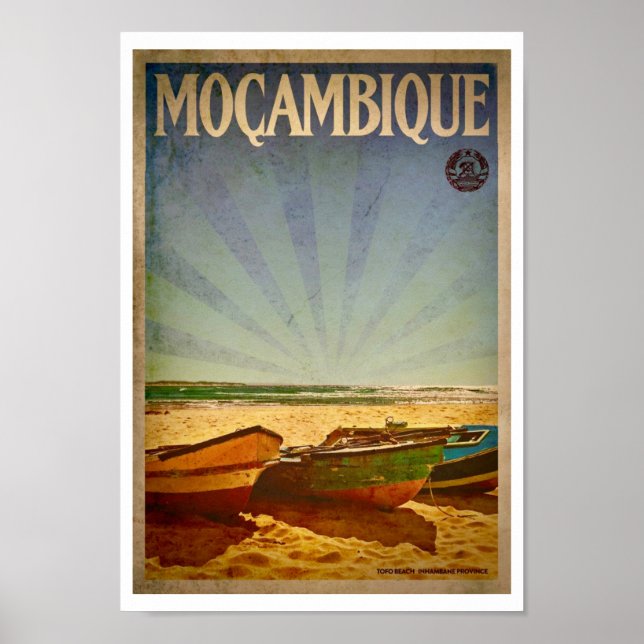 Póster Afiche de viaje por la playa de Mozambique (Frente)