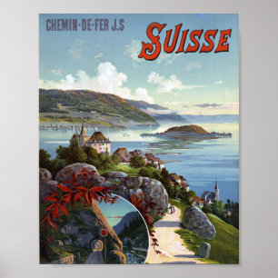 Póster Afiche de viaje por turismo suizo de Suiza