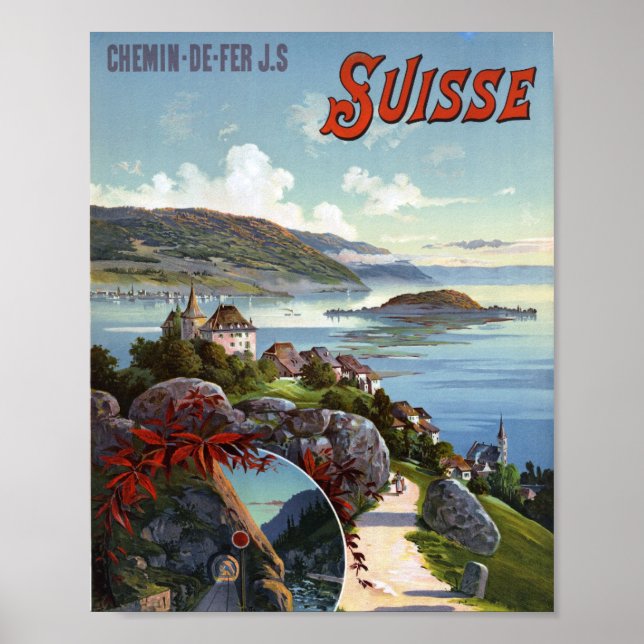 Póster Afiche de viaje por turismo suizo de Suiza (Frente)
