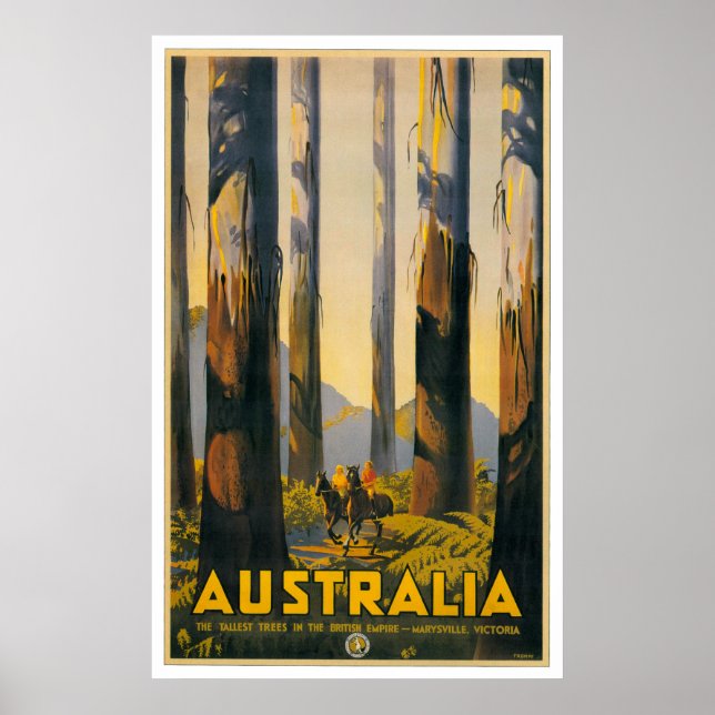 Póster Afiche de viaje retro de Australia (Frente)