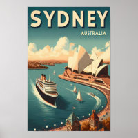 Afiche de viaje retro de Australia en Sydney