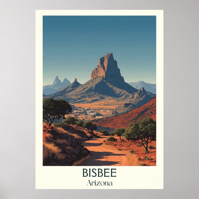 Póster Afiche de viaje retro de Bisbee Arizona | Montaje  (Frente)