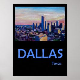 Póster Afiche de viaje retro de Dallas Texas