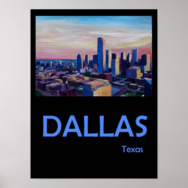 Póster Afiche de viaje retro de Dallas Texas (Frente)