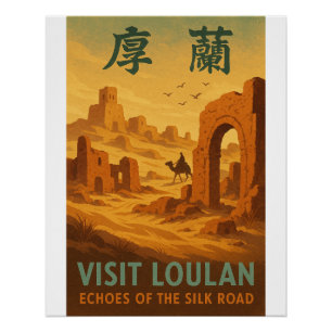 Póster Afiche de viaje retro de la ciudad de Loulan