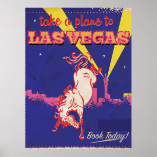 Póster Afiche de viaje retro de Las Vegas, Nevada.