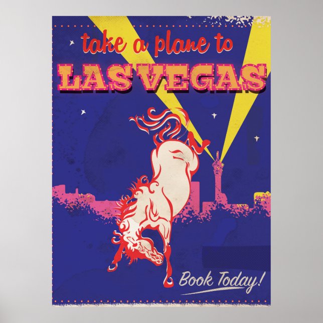 Póster Afiche de viaje retro de Las Vegas, Nevada. (Frente)