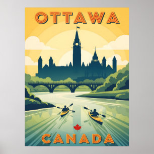 Póster Afiche de viaje retro de Ottawa Canada