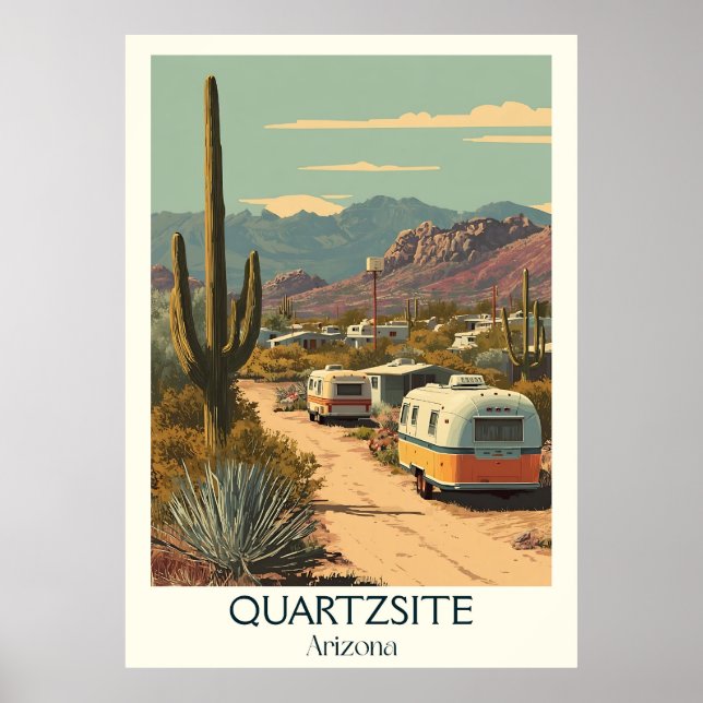 Póster Afiche de viaje retro de Quartzsite Arizona (Frente)