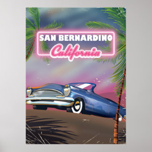 Póster Afiche de viaje retro de San Bernardino California