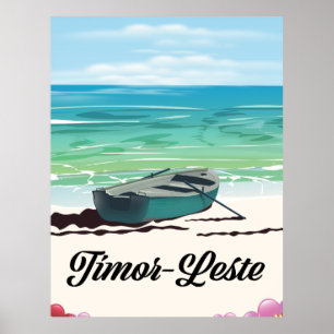 Póster Afiche de viaje retro de Timor Oriental.