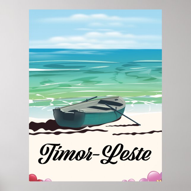 Póster Afiche de viaje retro de Timor Oriental. (Frente)