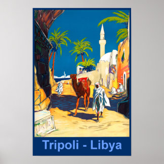 Póster Afiche de viaje retro de Trípoli, Libia
