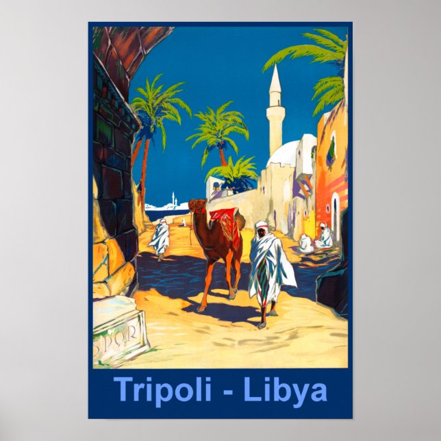 Póster Afiche de viaje retro de Trípoli, Libia (Frente)