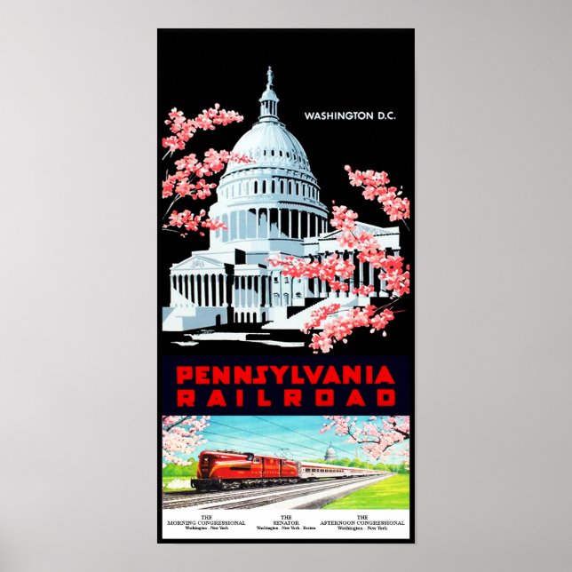 Póster Afiche de viaje retro de Washington DC (Frente)