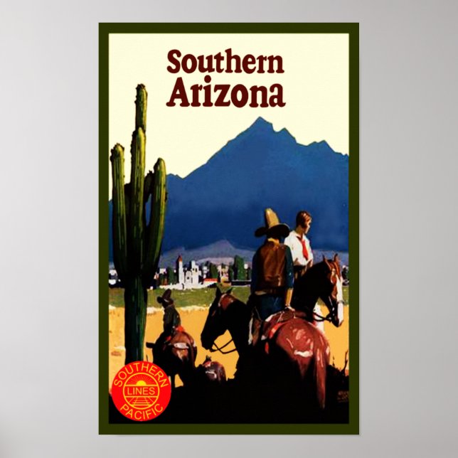 Póster Afiche de viaje retro del sur de Arizona (Frente)