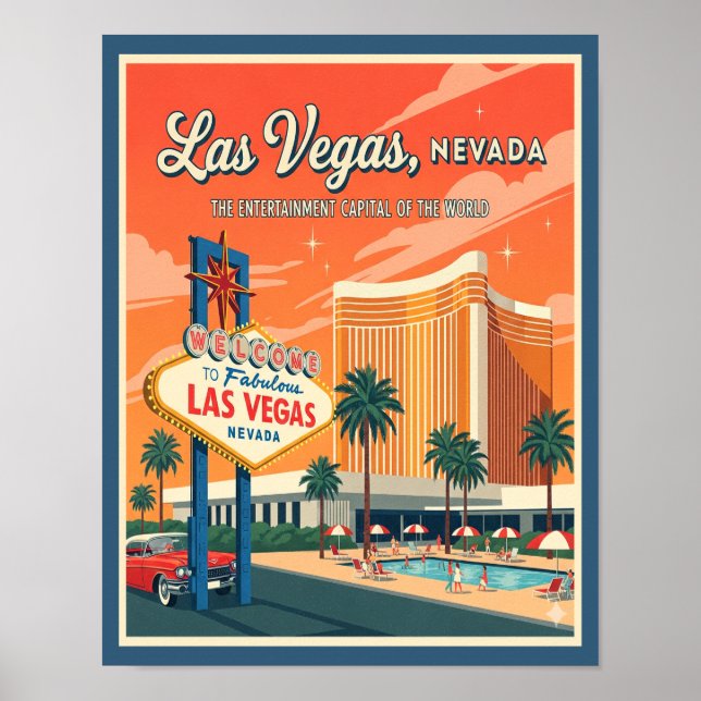 Póster Afiche de viaje retro Las Vegas Nevada (Frente)