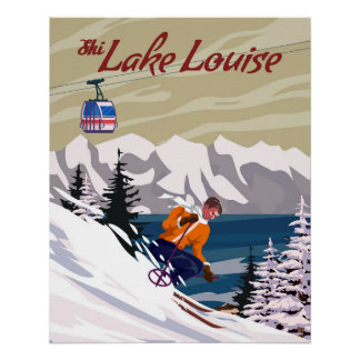 Póster Afiche de viaje Ski - Canadá Lake Louise