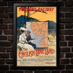 Póster Afiche de viaje sobre lagos en inglés de la Ferroc