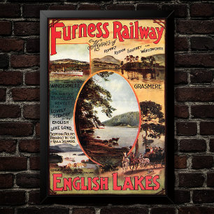 Póster Afiche de viaje sobre lagos en inglés de la Ferroc