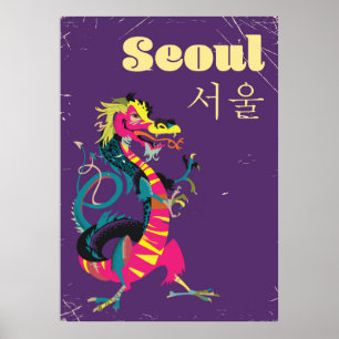 Póster Afiche de viaje surcoreano en Seúl