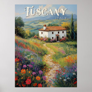 Póster Afiche de viaje toscano - Escena de la vieja Itali