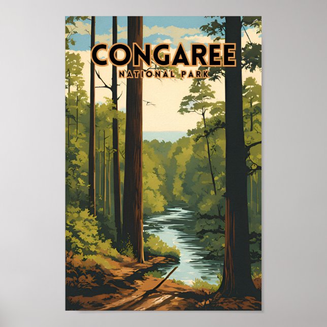 Póster Afiche de viaje tradicional del Parque Nacional de (Frente)