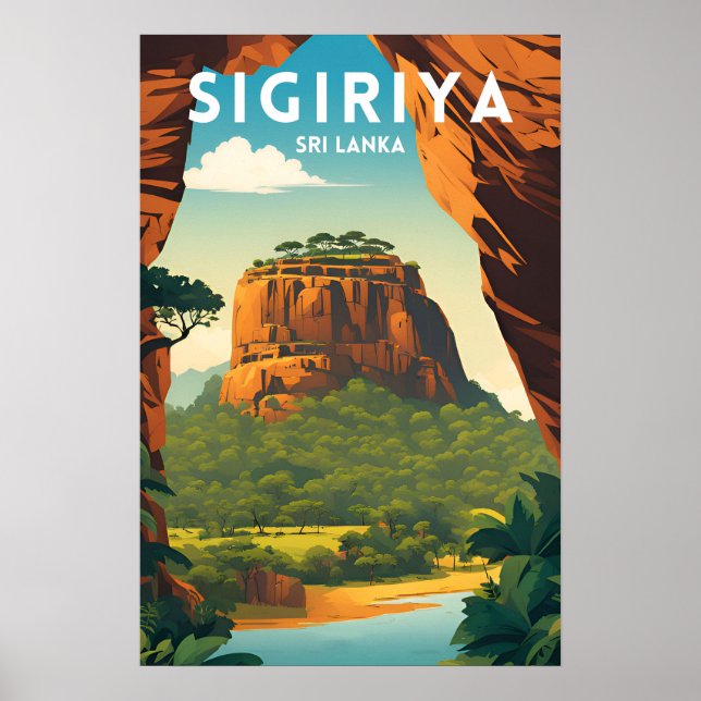 Póster Afiche de viaje tradicional sigiriya (Frente)