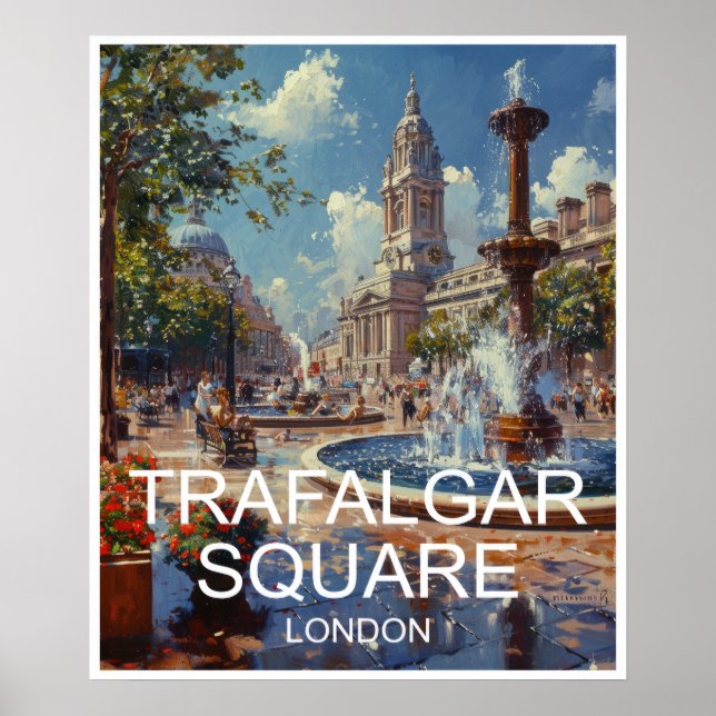 Póster Afiche de viaje Trafalgar Square de Londres (Frente)
