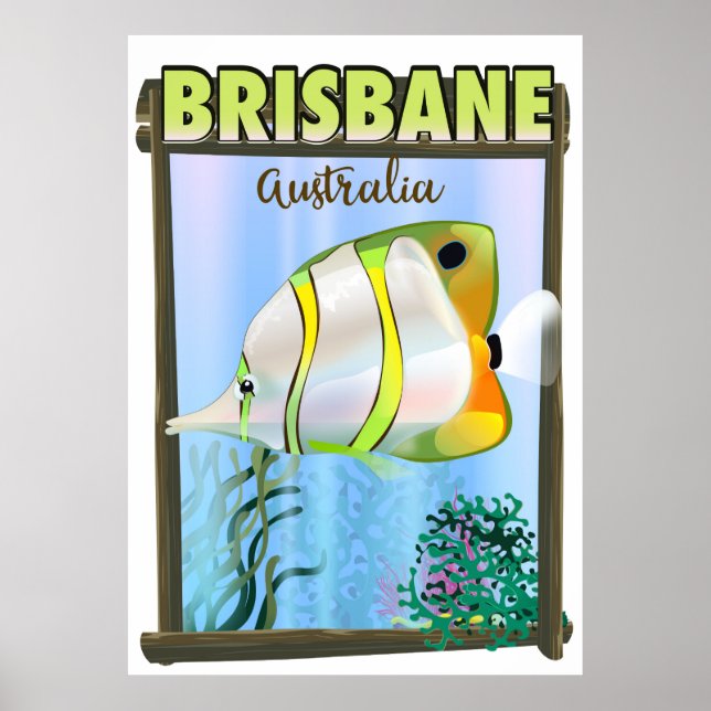 Póster Afiche de viaje tropical de Brisbane Australia (Frente)