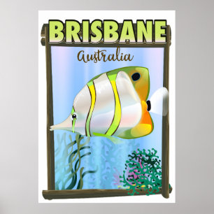 Póster Afiche de viaje tropical de Brisbane Australia