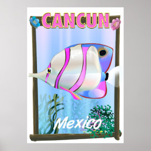 Póster Afiche de viaje tropical de Cancún