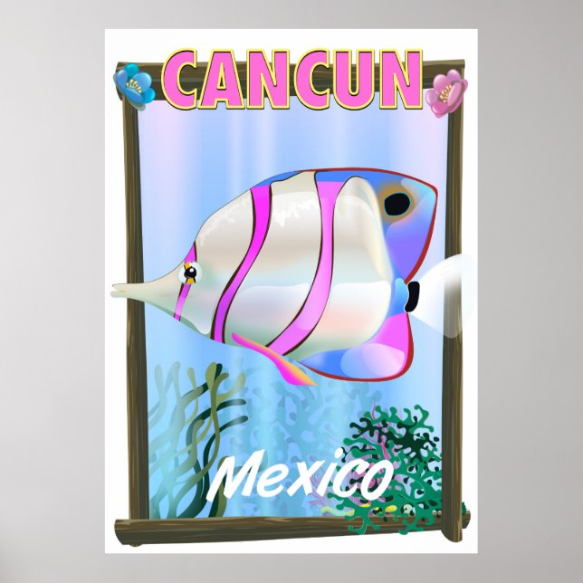 Póster Afiche de viaje tropical de Cancún (Frente)