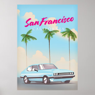 Póster Afiche de viaje tropical de San Francisco Californ