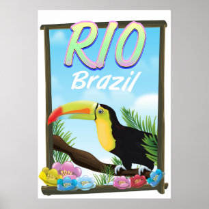 Póster Afiche de viaje turístico de Río Brasil