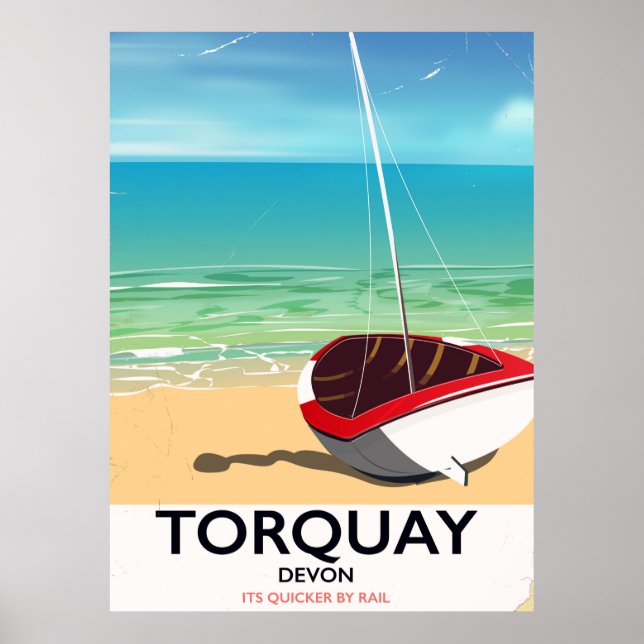 Póster Afiche de viaje vacacional de Torquay Devon (Frente)