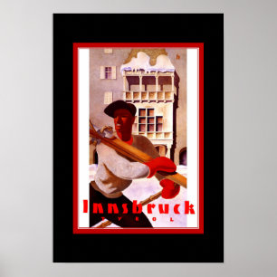 Póster Afiche de viaje Vintage Innsbruck Tyrol Esquí
