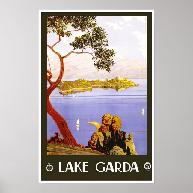 Póster Afiche de viaje Vintage Lake Garda Italia (Frente)