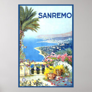 Póster Afiche de Viaje Vintage San Remo Italia Europe