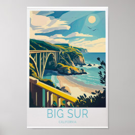 Póster Afiche de viajes Big Sur Carmel Beach California